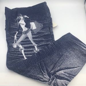 Faux Denim Look Leggings One Size Fits Most